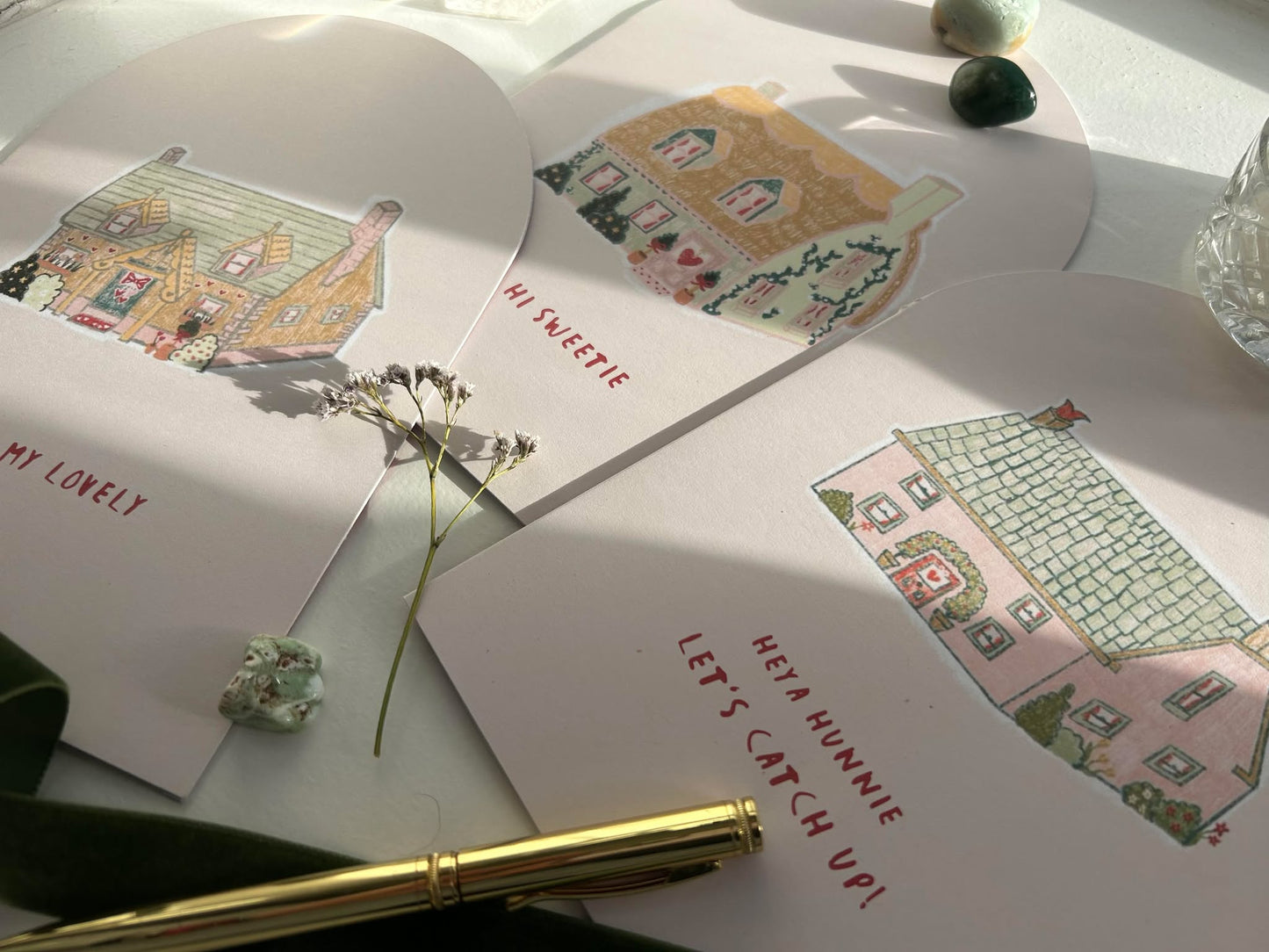 The Wee Pink Cottage Greeting Card- Cupid's Cottage Collection