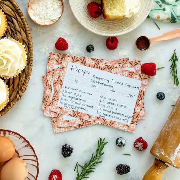 Floral tin recipe box