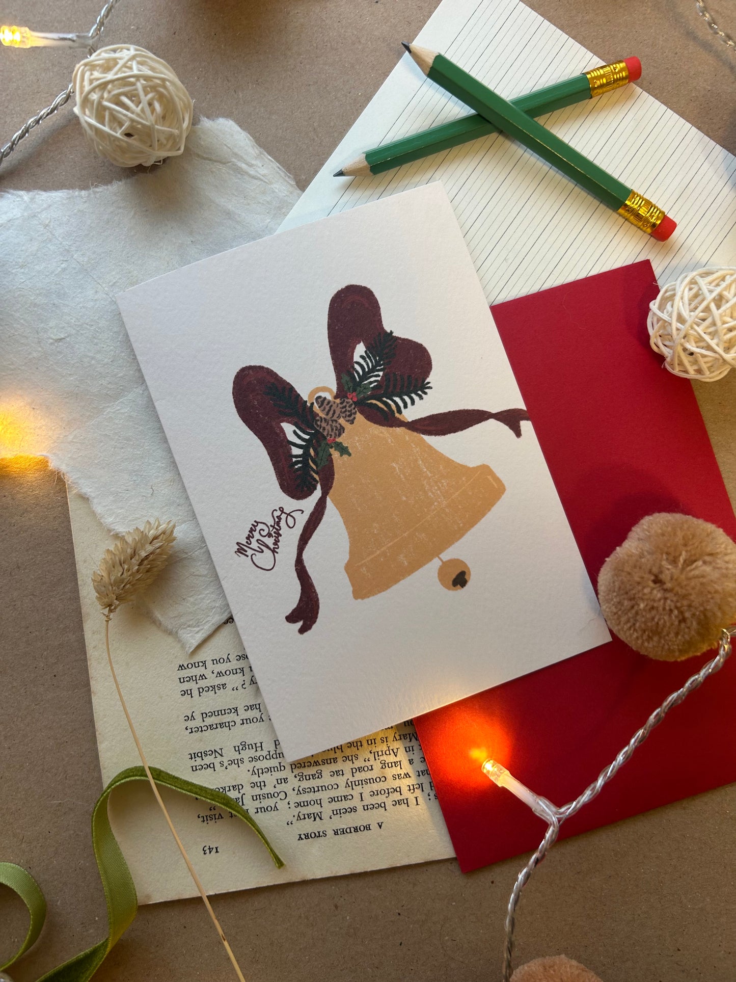 Christmas Cottage Greeting Card- Christmas Bell