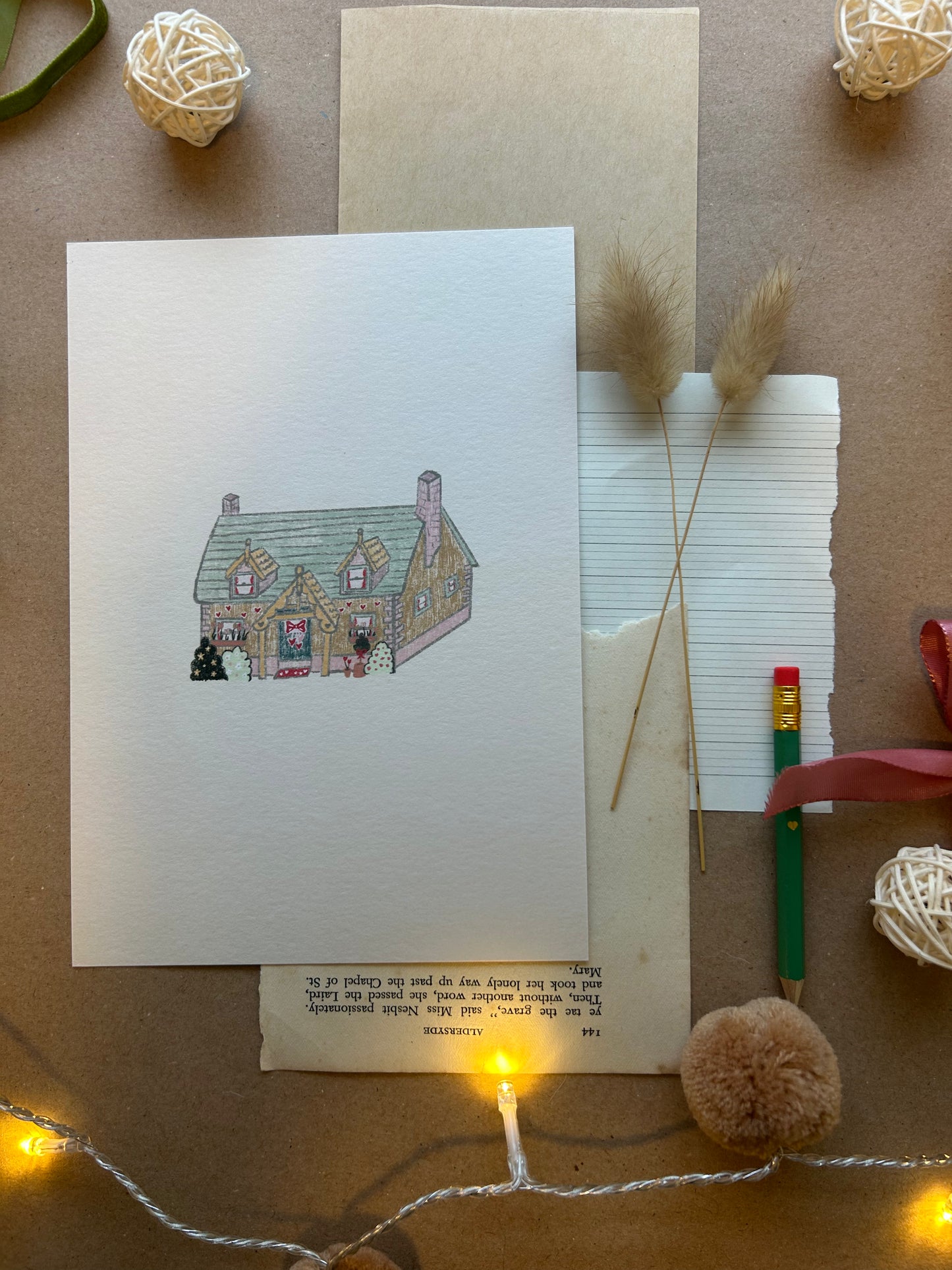 Daffodil Cottage Print A5