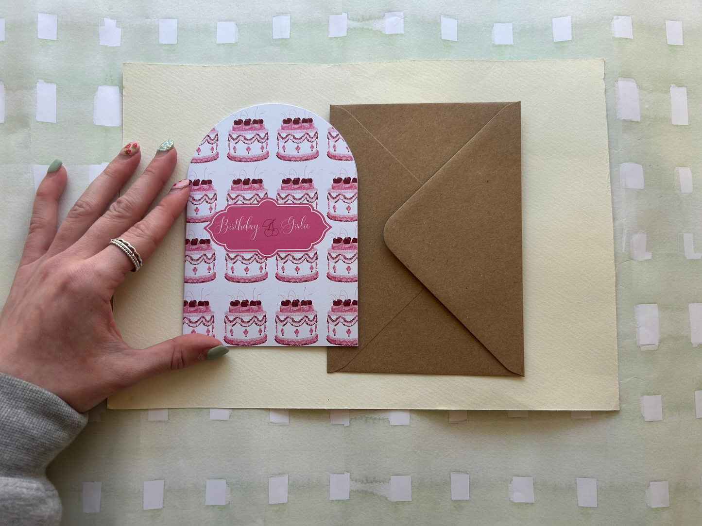 Birthday Girl Vintage Cake Pattern Greeting Card