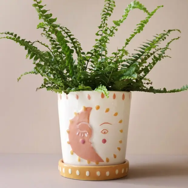 Sun and Moon Plant Pot and Tray Set