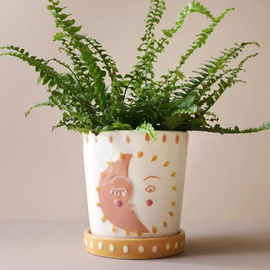 Sun and Moon Plant Pot and Tray Set