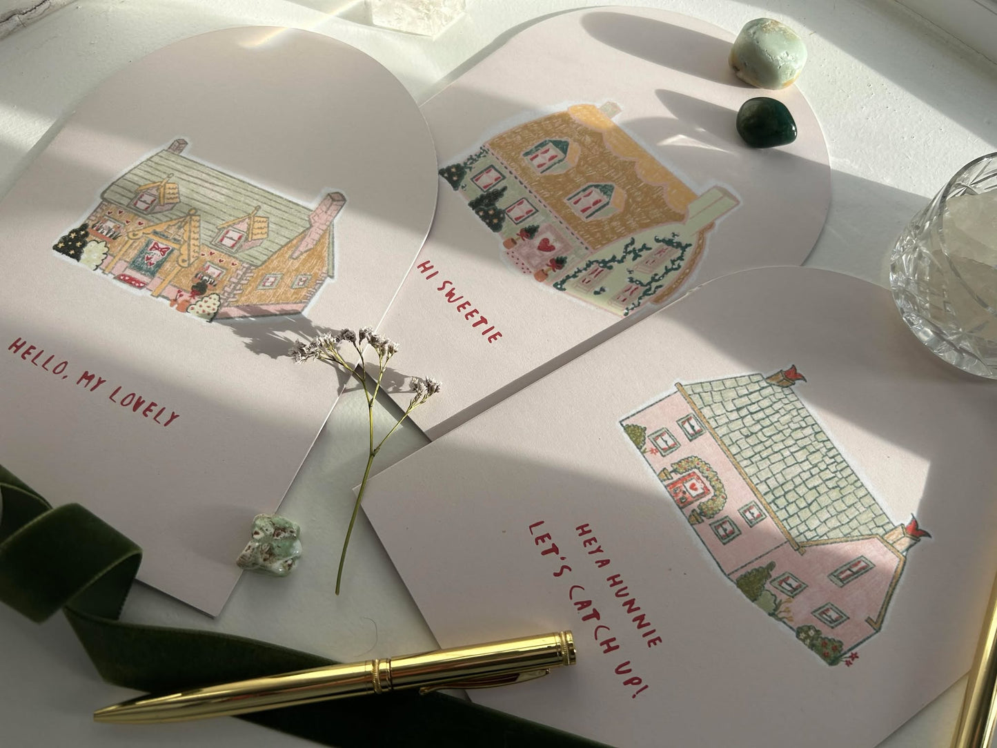 The Wee Pink Cottage Greeting Card- Cupid's Cottage Collection