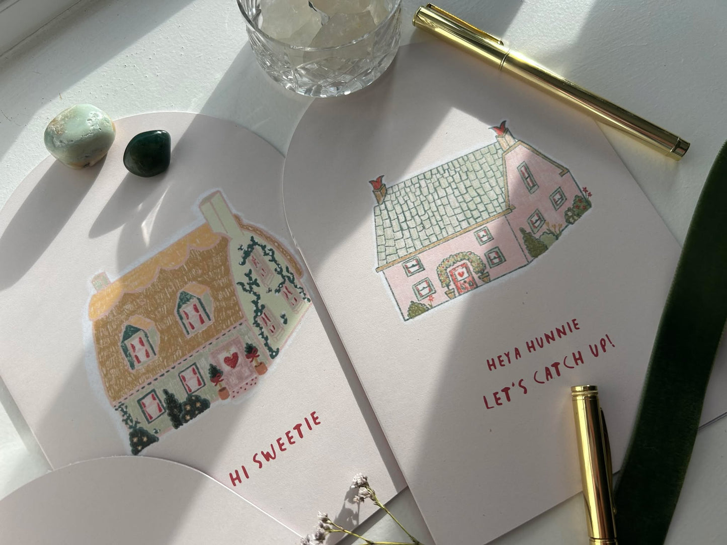 The Wee Pink Cottage Greeting Card- Cupid's Cottage Collection