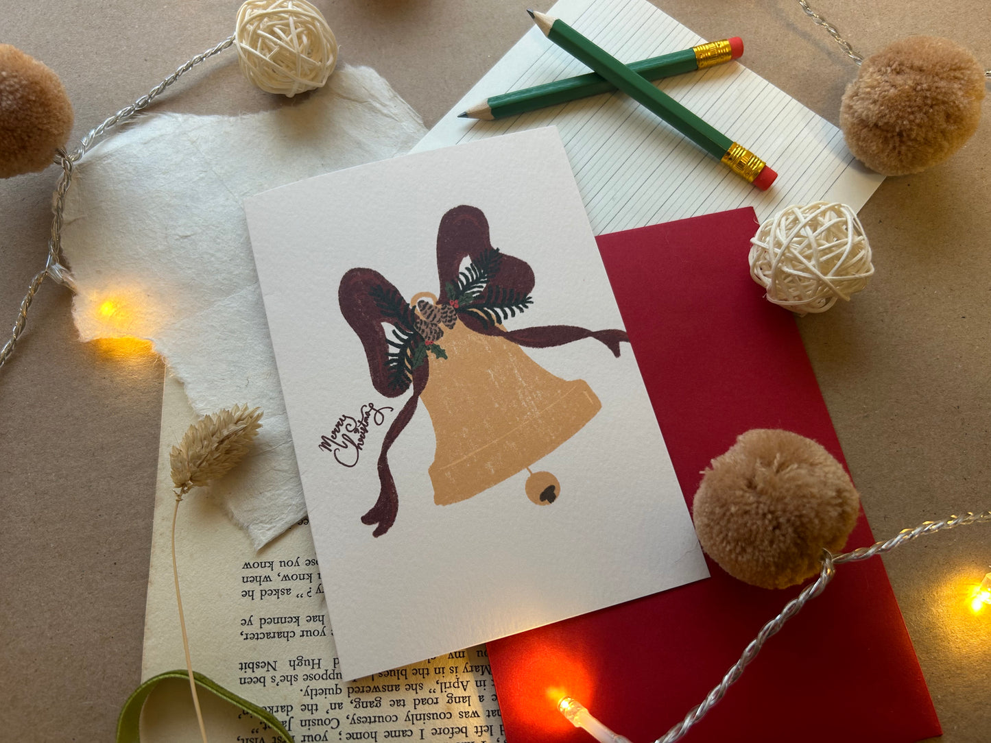 Christmas Cottage Greeting Card- Christmas Bell