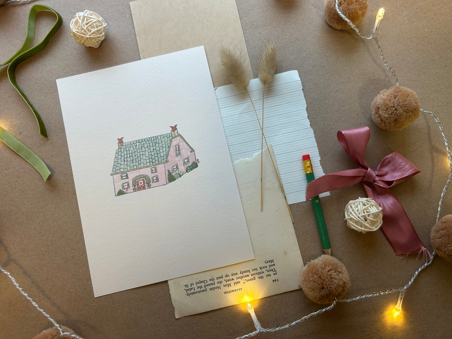 The Wee Pink Cottage Print A5