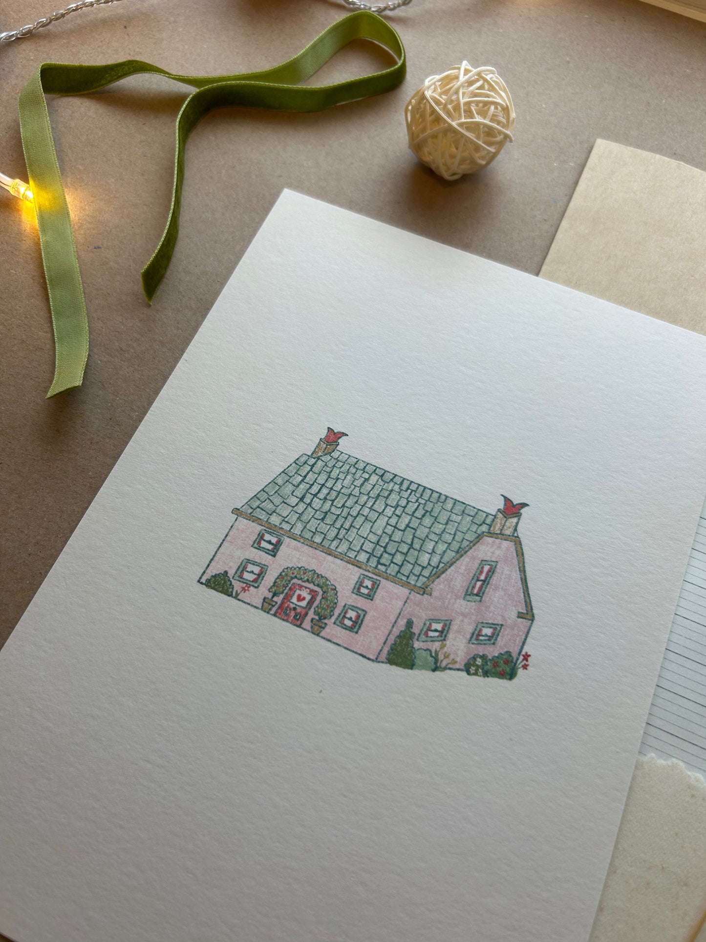 The Wee Pink Cottage Print A5
