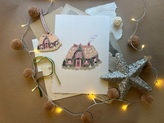 Christmas Cottage Print