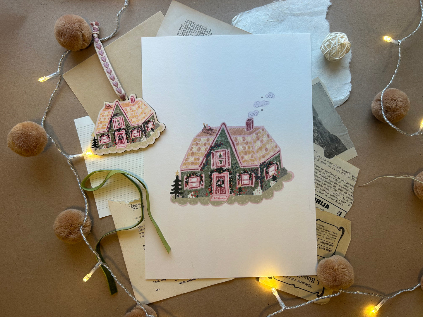 Christmas Cottage Print