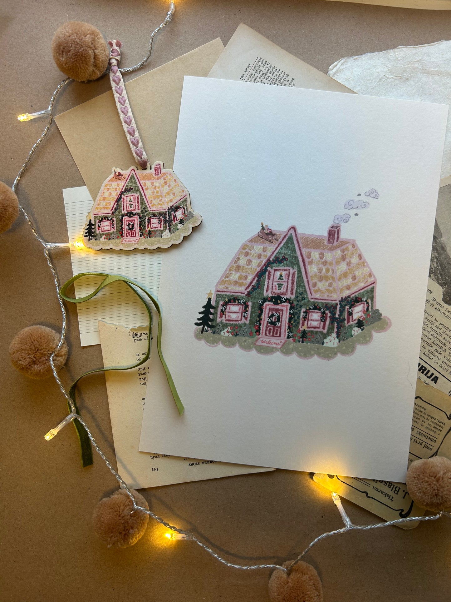 Christmas Cottage Print