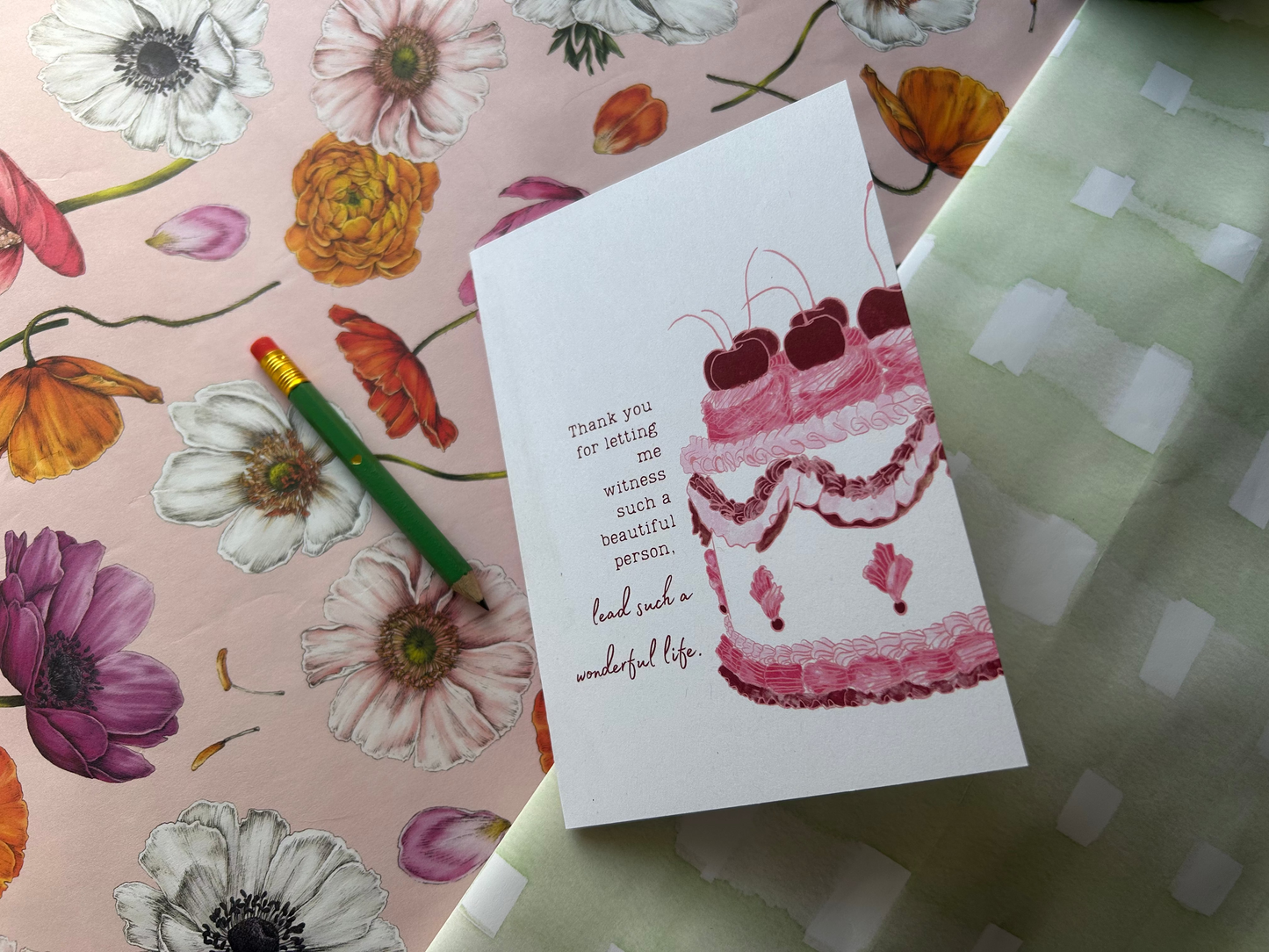 Vintage Cake Thank You Greeting Card