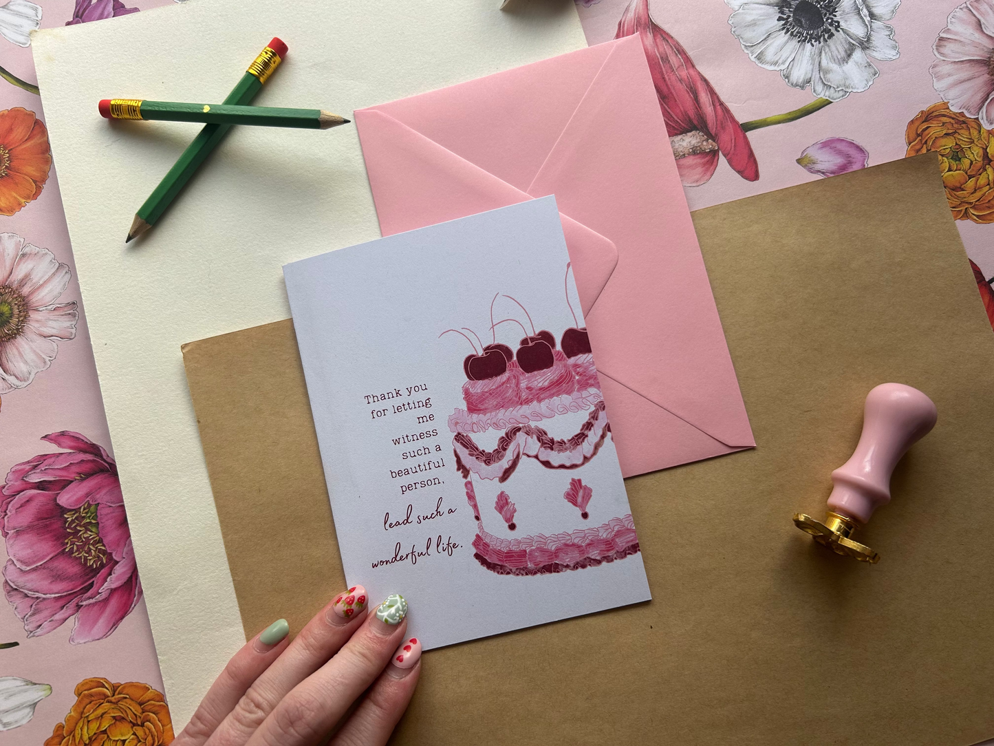 Vintage Cake Thank You Greeting Card