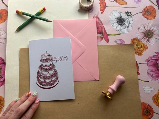 Vintage Cake Congrats Greeting Card