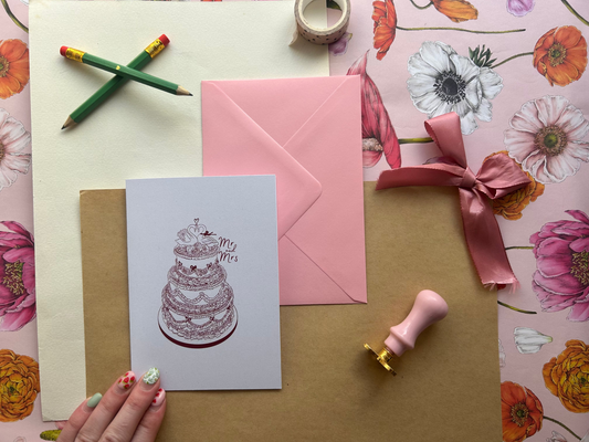 Vintage Cake Mr & Mrs Greeting Card