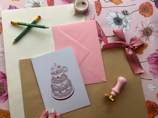 Vintage Cake Mr & Mr Greeting Card