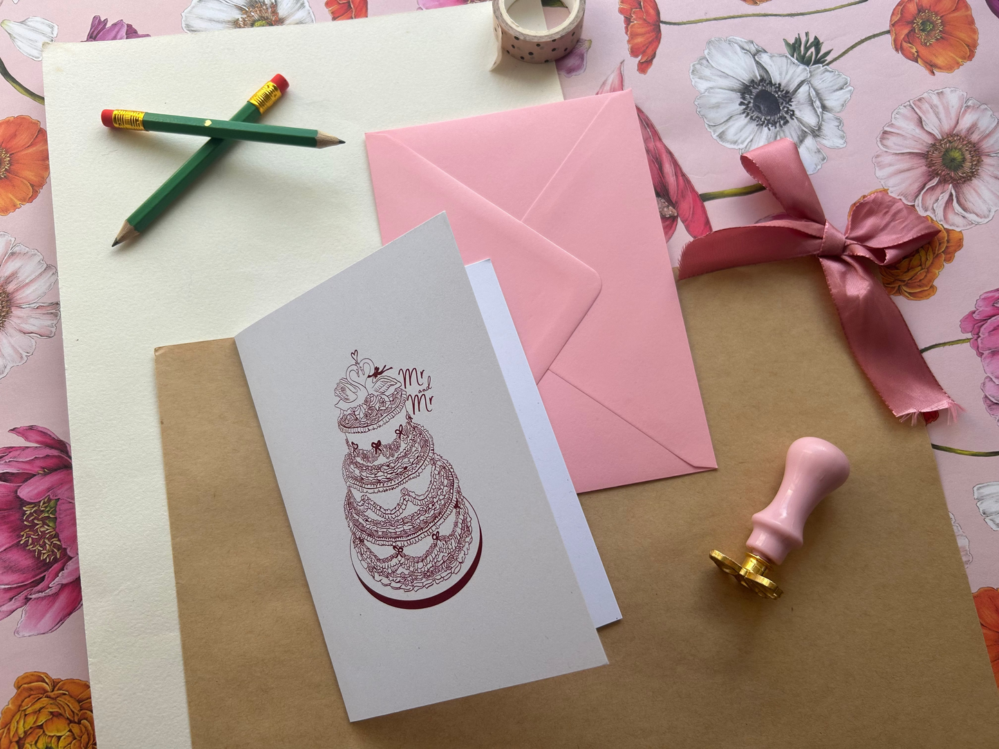 Vintage Cake Mr & Mr Greeting Card