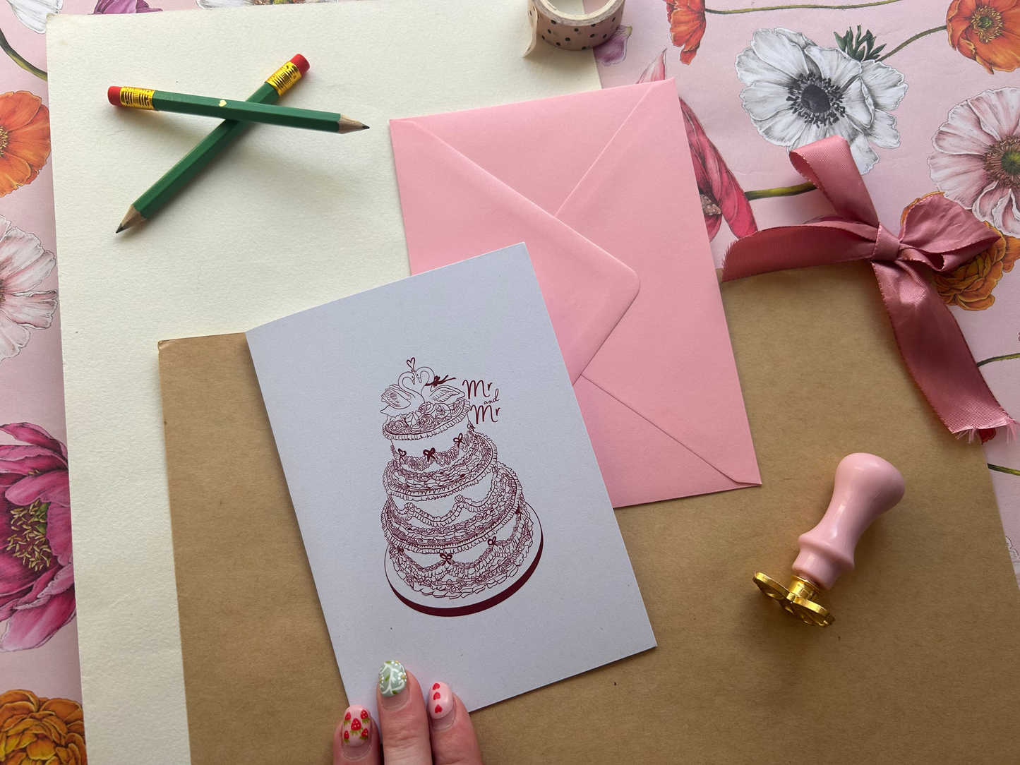Vintage Cake Mr & Mr Greeting Card