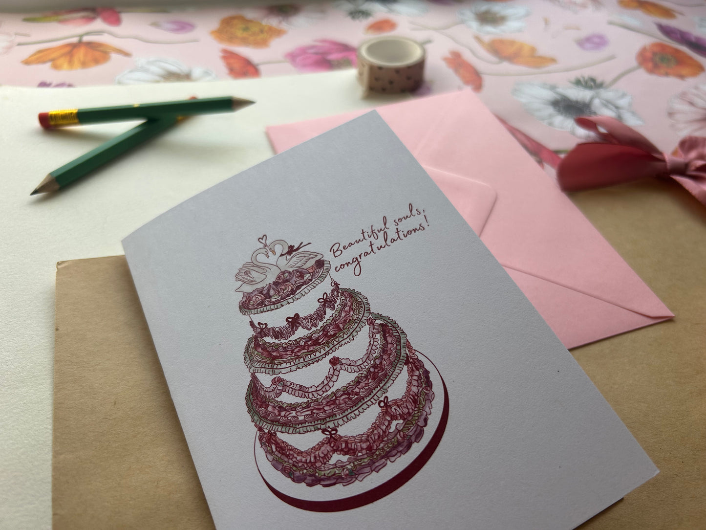 Vintage Cake Congrats Greeting Card