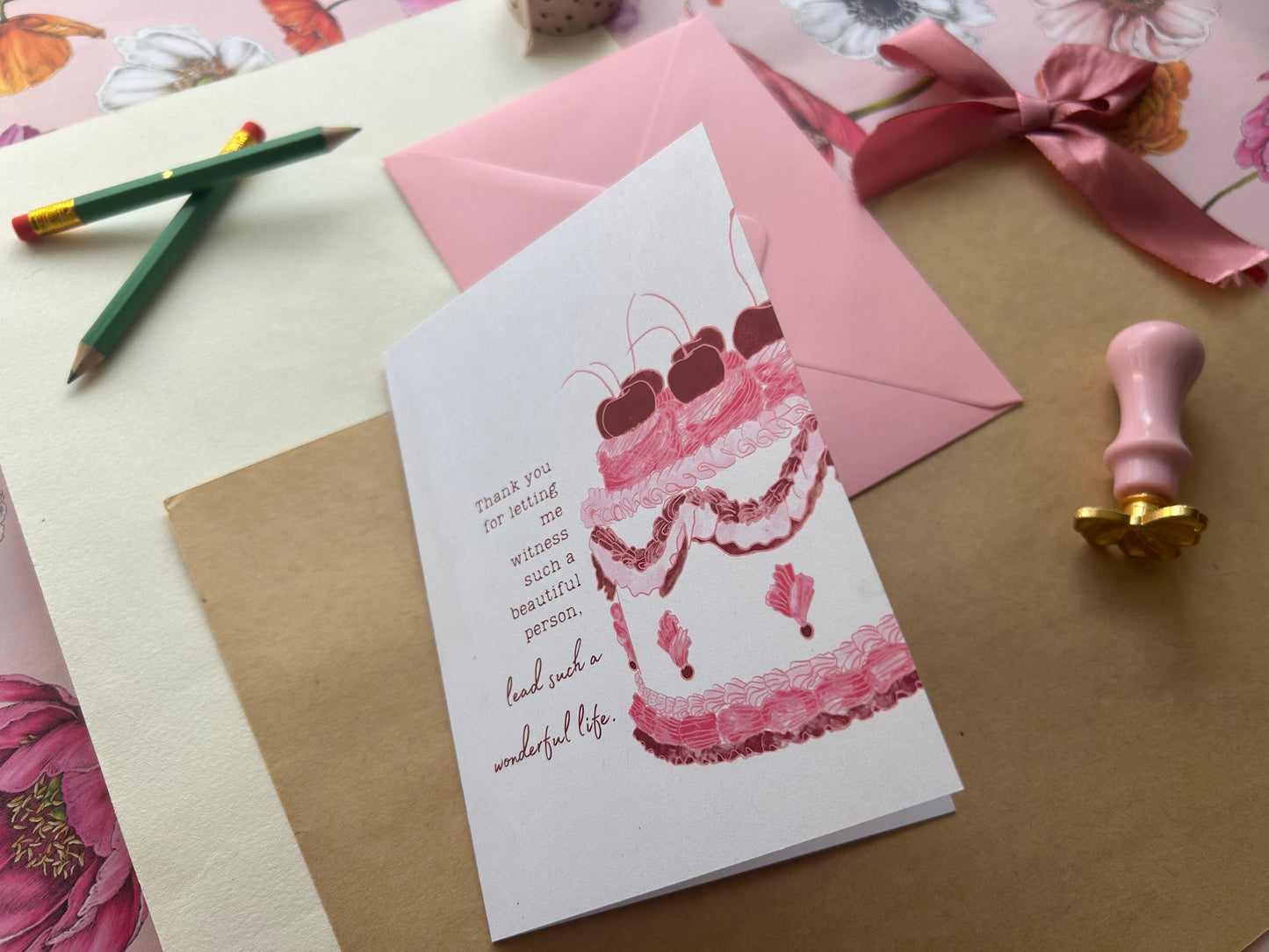 Vintage Cake Thank You Greeting Card