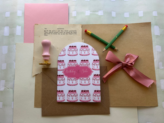 Birthday Girl Vintage Cake Pattern Greeting Card
