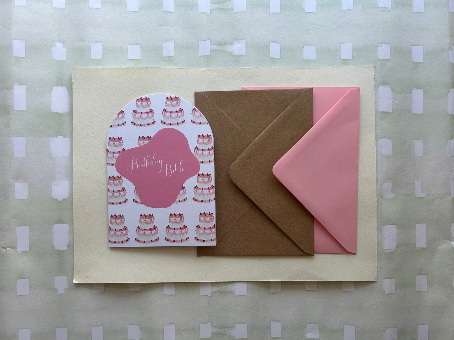 Birthday b*tch Vintage Cake Pattern Greeting Card