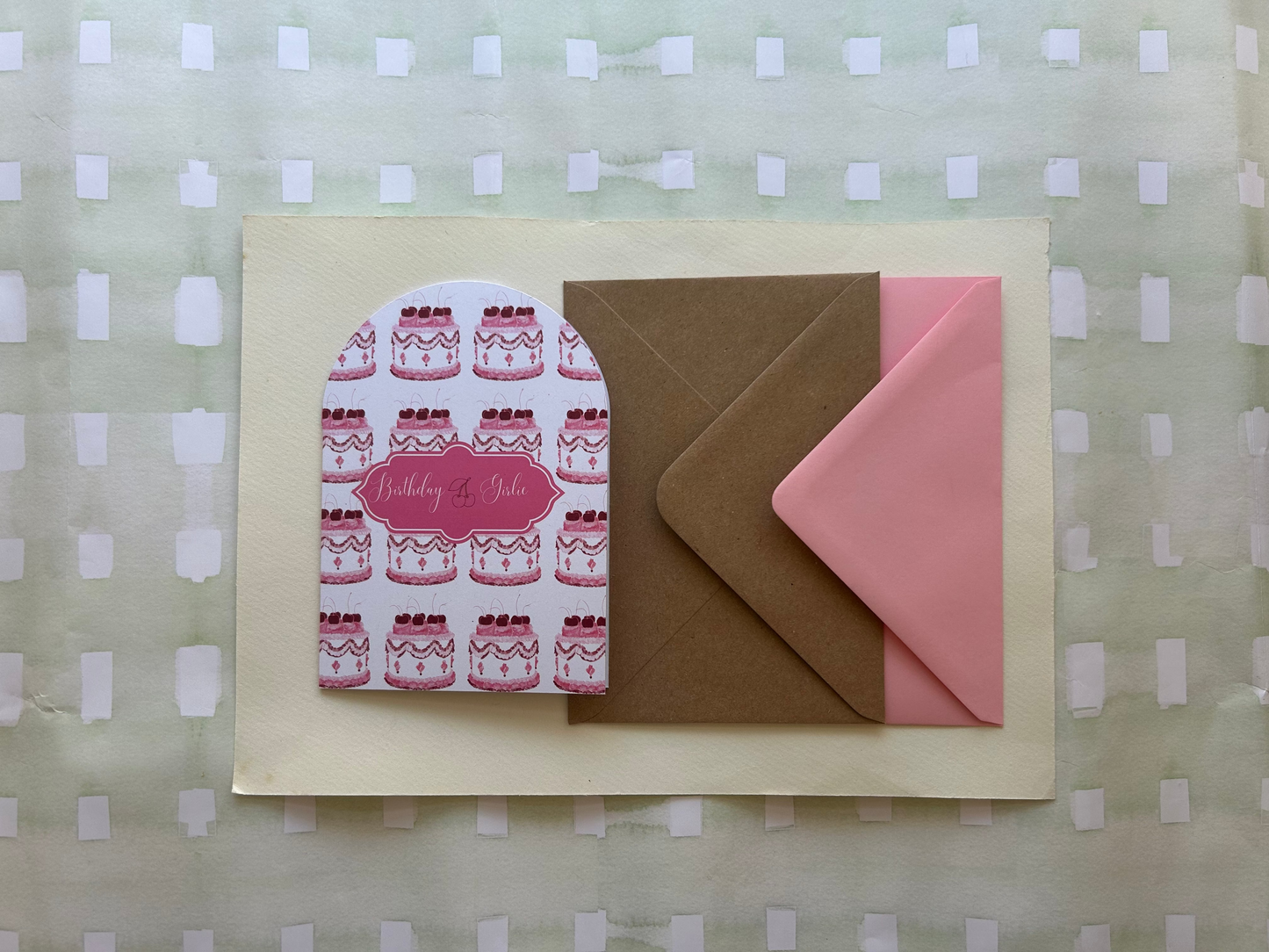 Birthday Girl Vintage Cake Pattern Greeting Card