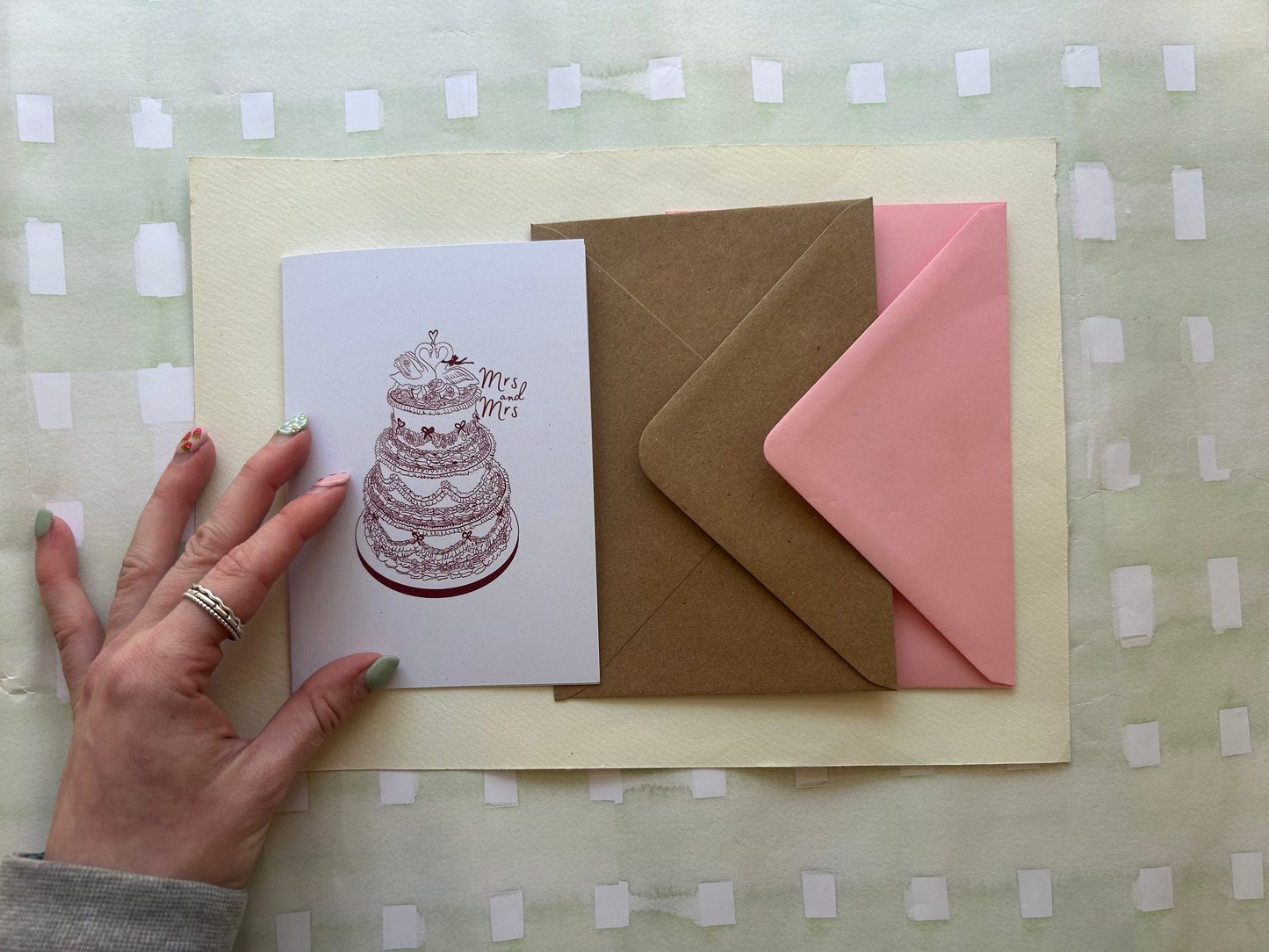 Vintage Cake Mrs & Mrs Greeting Card
