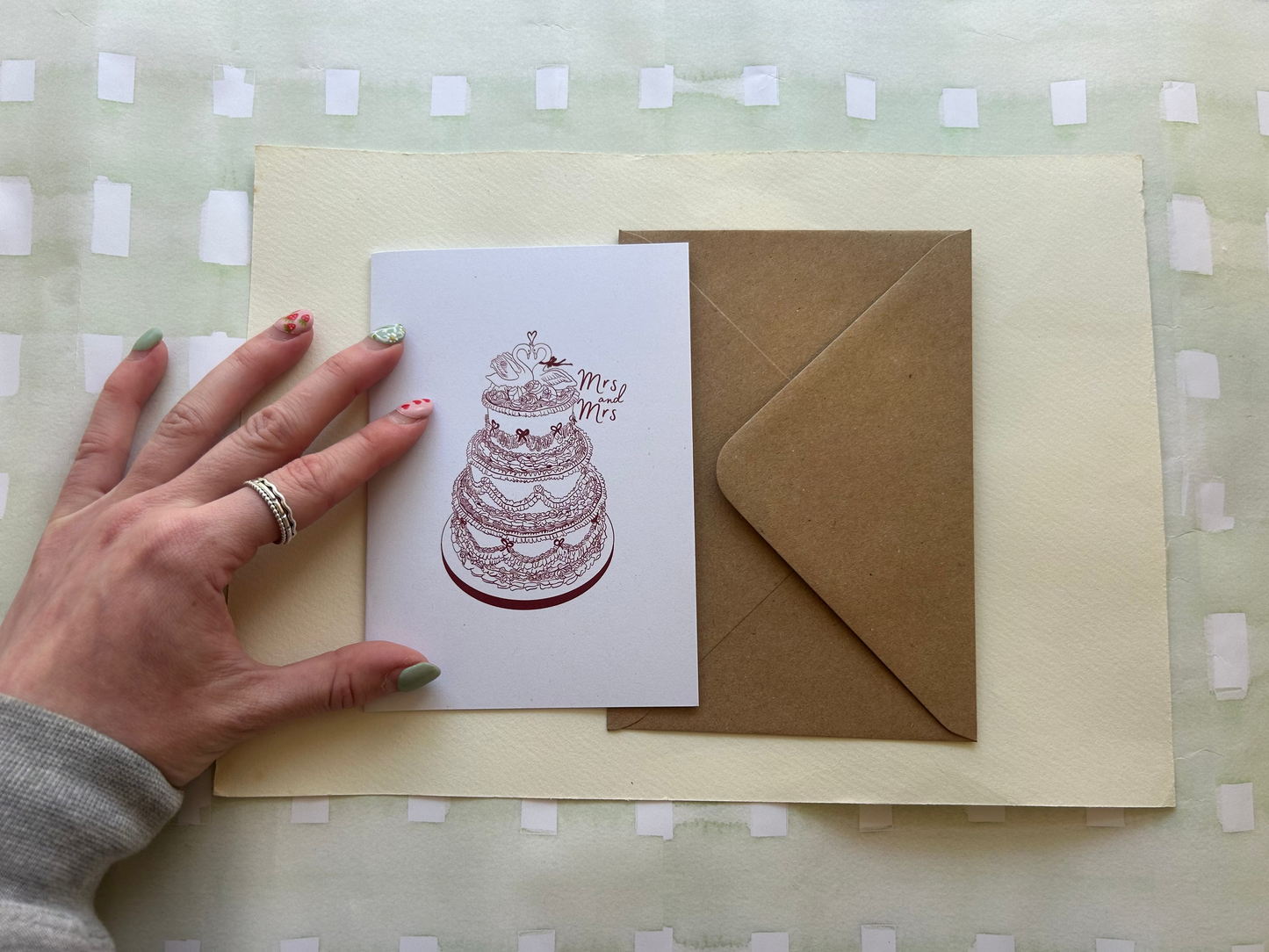 Vintage Cake Mrs & Mrs Greeting Card